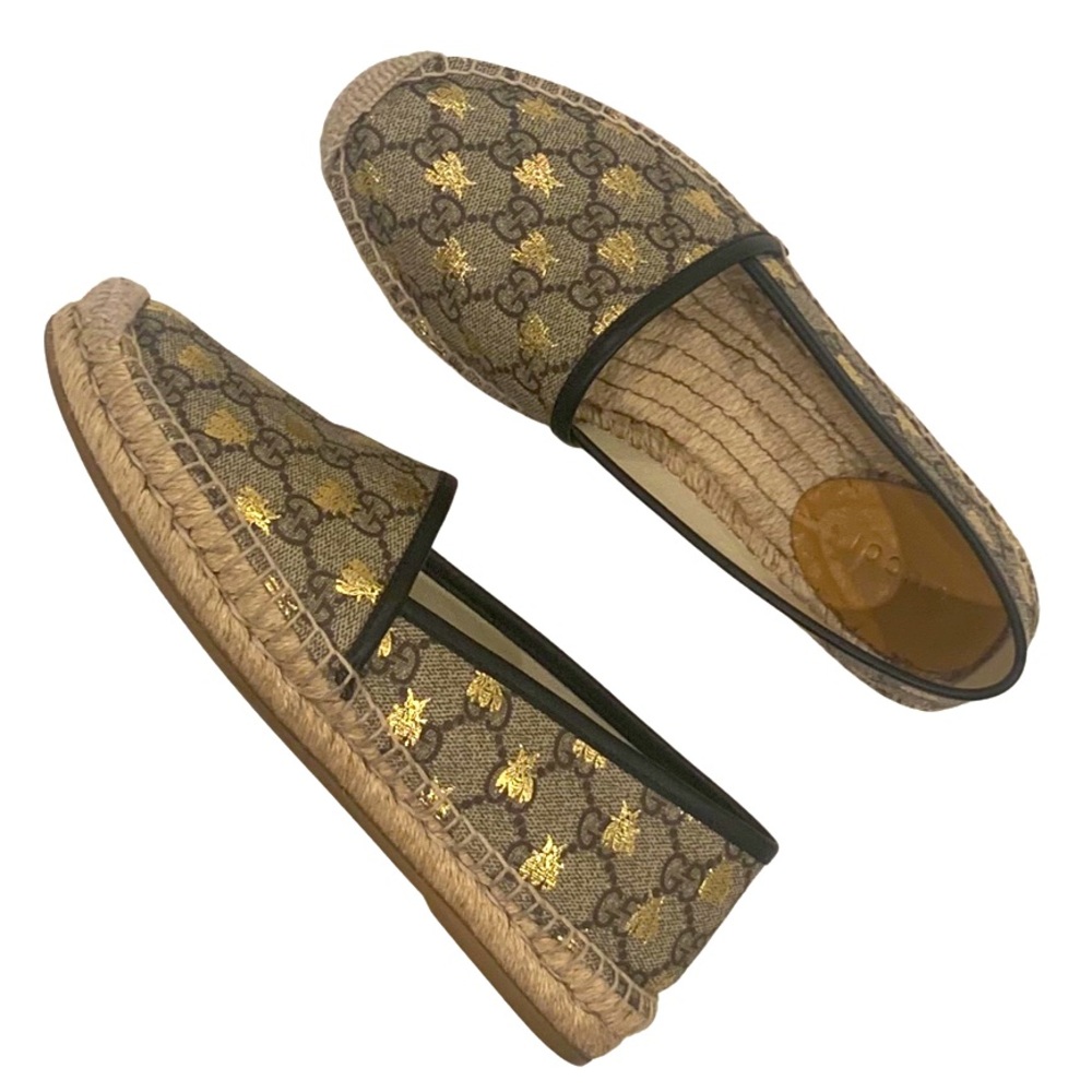 Authentic Gucci Monogram Bumblebee Espadrille Fla… - image 1
